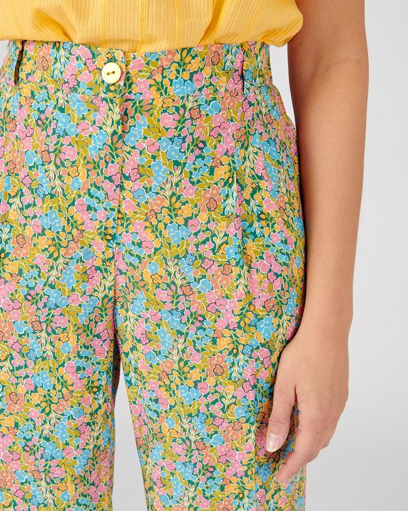 Gebloemde broek in soepele crêpe