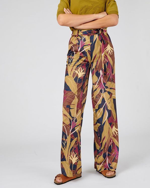 Pantalon tropical enfilable tissu fluide stretch envers satin