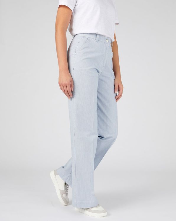 Pantalon large rayé coton mélangé stretch