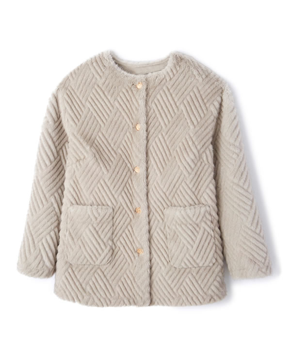 Veste imitation fourrure et suédine