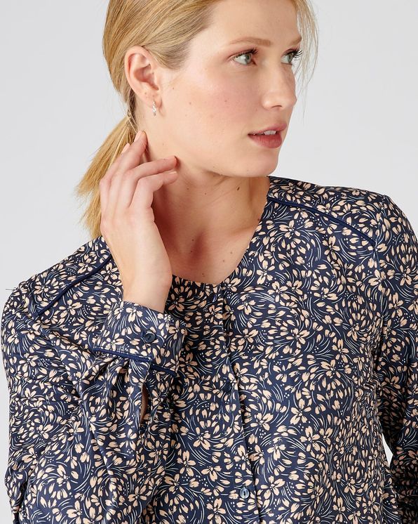 Blouse in warm tricot met print, gerecycleerde vezels