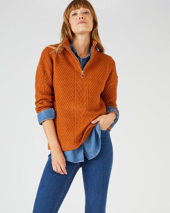Pull met opstaande kraag in wolmix en Thermolactyl®