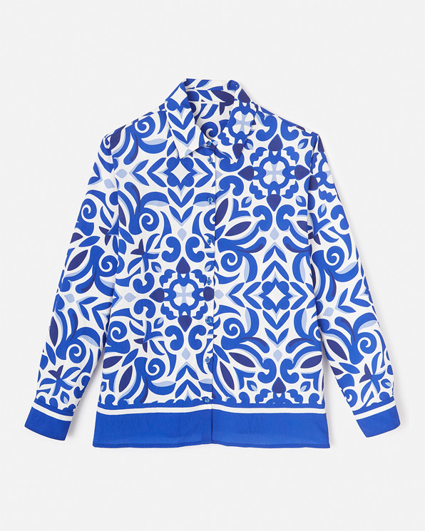 Overhemdblouse reliëf stof zuivere viscose