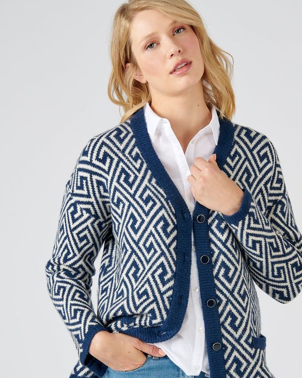 Gilet long jacquard graphique