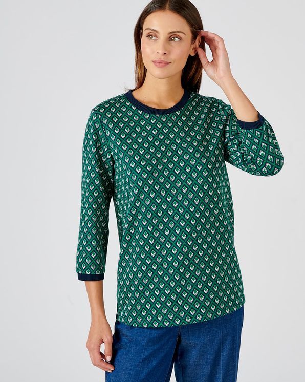 T-shirt in jacquardtricot met stretch