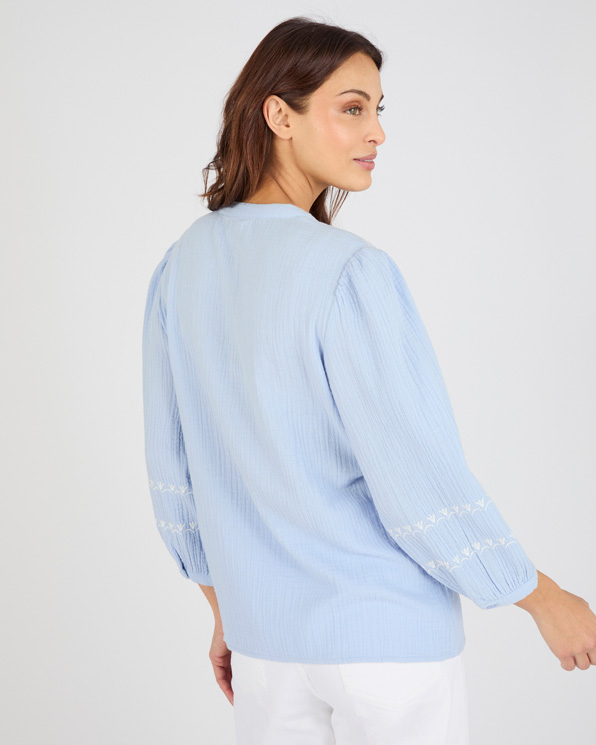 Blouse brodée en gaze de coton