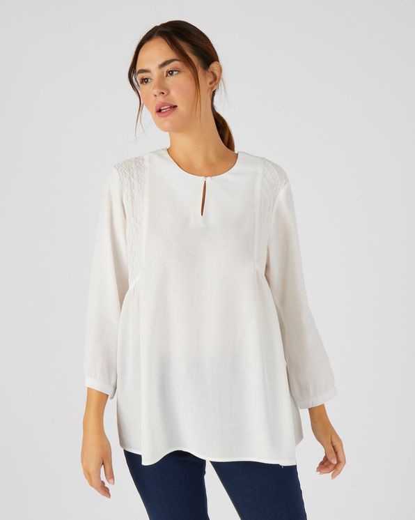 Blouse crêpe fluide brodé
