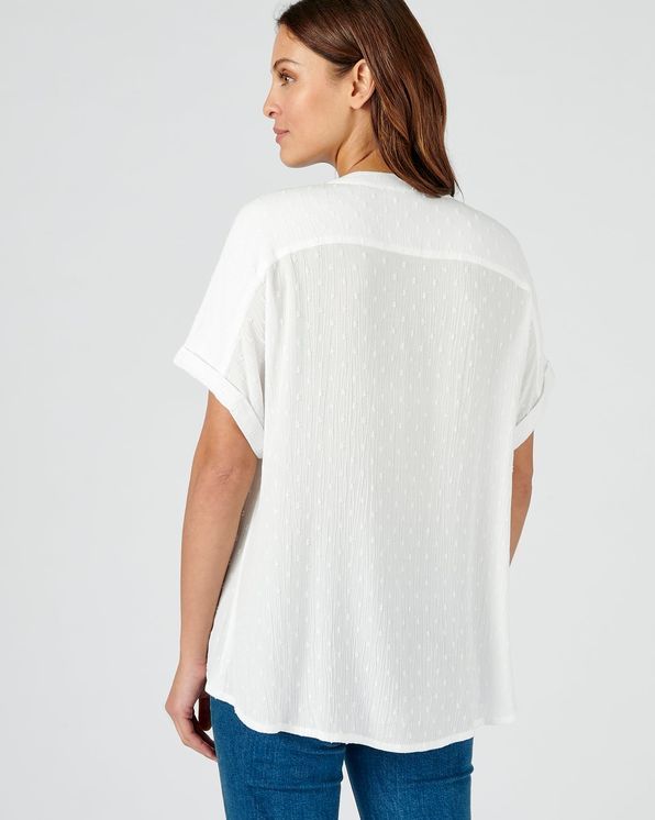 Blouse in crêpestof met plumetis viscose Lenzing™ EcoVero™