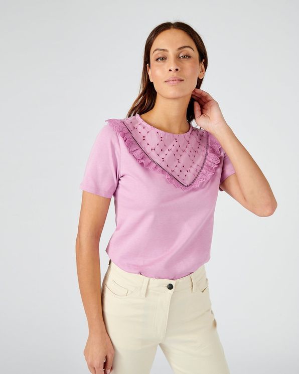 T-shirt pur coton broderie anglaise