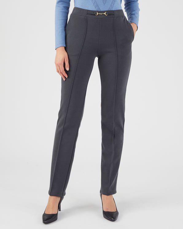 Pantalon enfilable droit recyclé* laine mélangée stretch