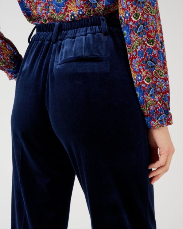 Wijde broek in velours met stretch