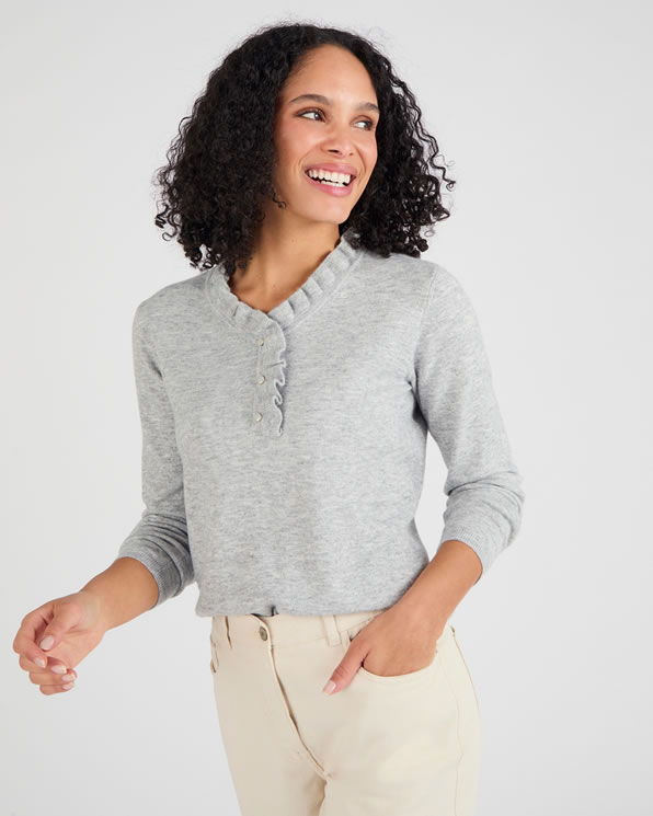 Trui kraag met volant mix van wol