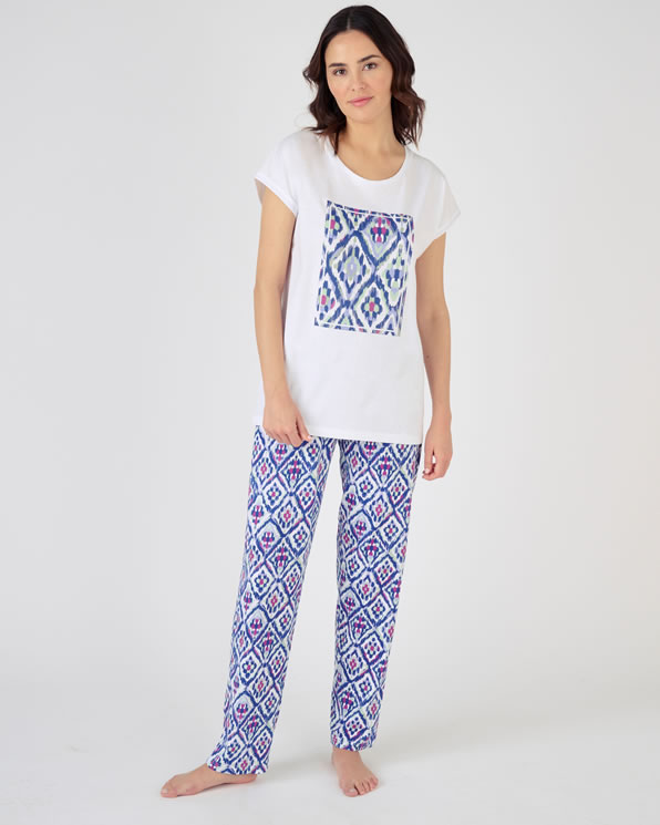 Pyjama Jersey in zuiver kamkatoen met mozaïekprint