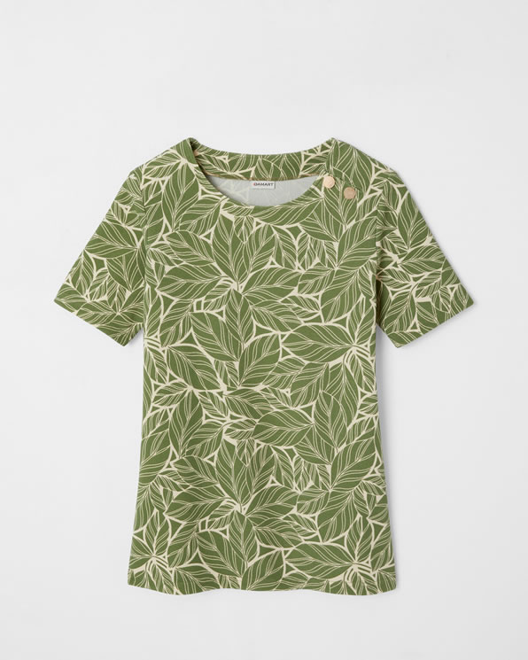 T-shirt in getextureerd tricot met print, gerecycleerde vezels*