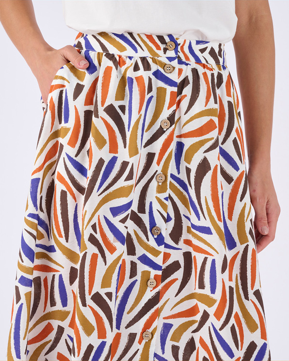 Rok volledige knoopsluiting print