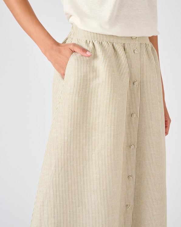 Rok gestreept mix linnen en viscose