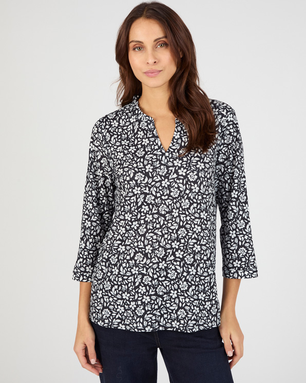T-shirt maille texturée fleurie
