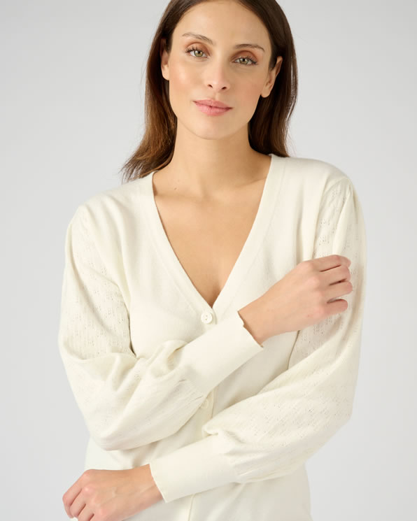 Cardigan met lange mouwen in ajourtricot