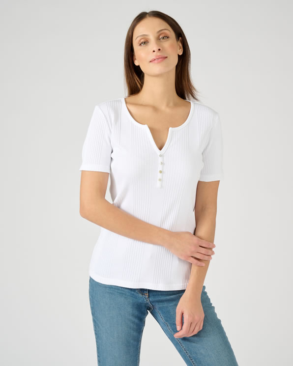 T-shirt avec jeux de fines côtes pur coton