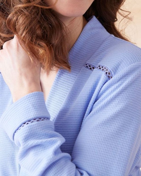 Robe de chambre maille fantaisie gaufrée