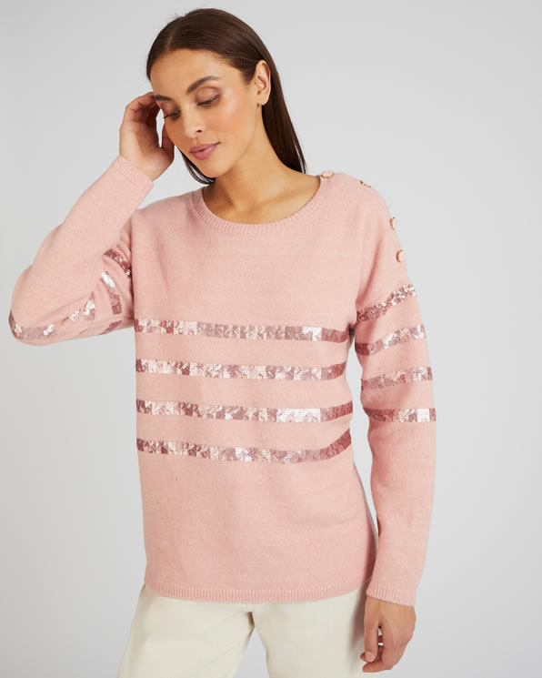 Pull rayé à sequins Thermolactyl
