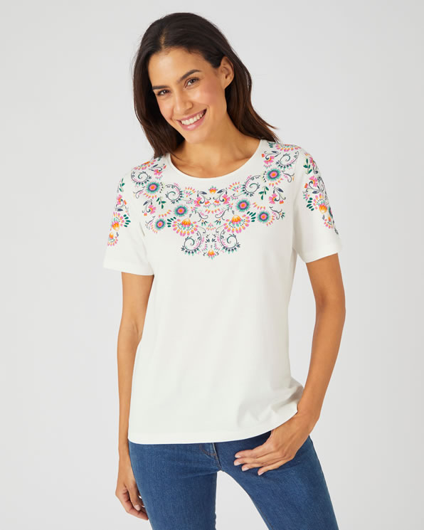 T-shirt impression reliefée pur coton
