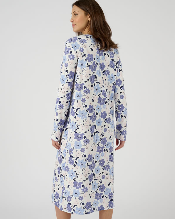 Chemise de nuit maille côtelée, intérieur légèrement gratté