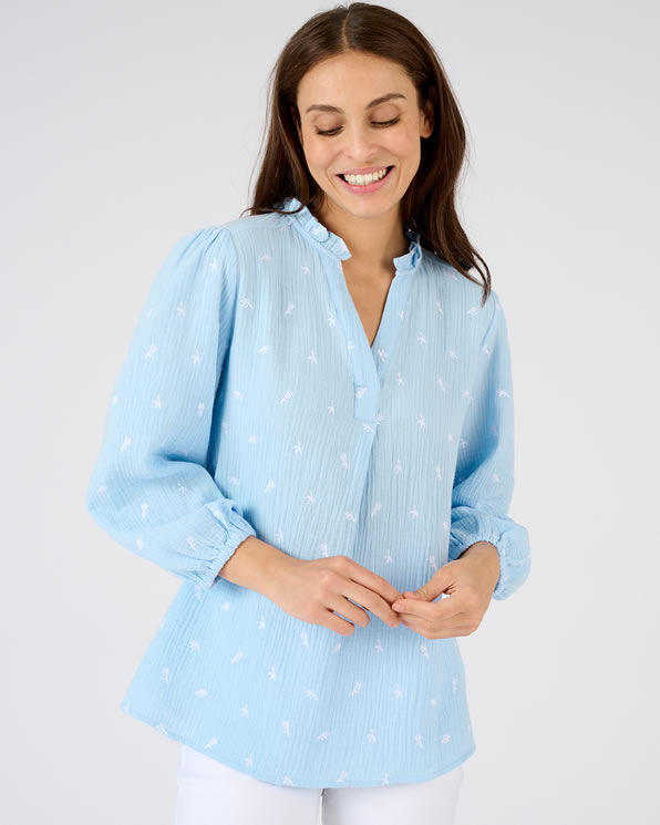 Blouse gaze pur coton brodée
