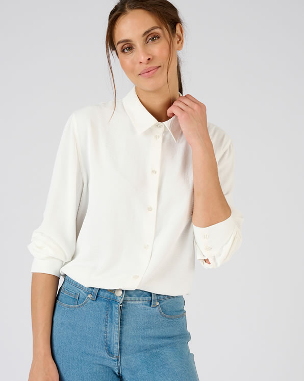 Effen blouse in reliëfstof
