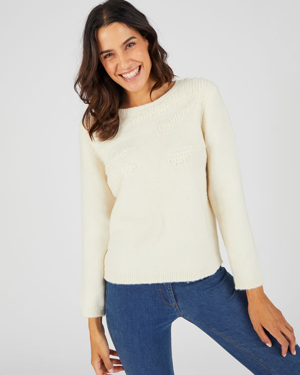 Pull maille bouclette en relief