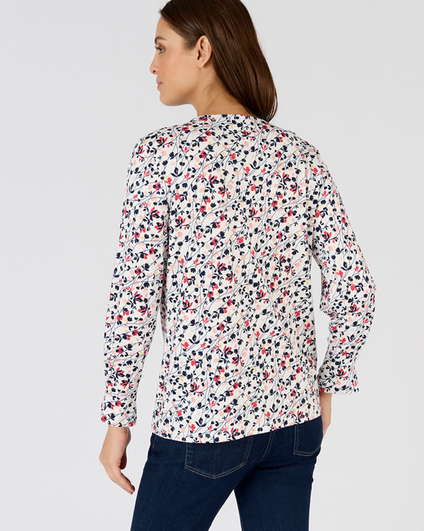 T-shirt van warm tricot met bloemenprint