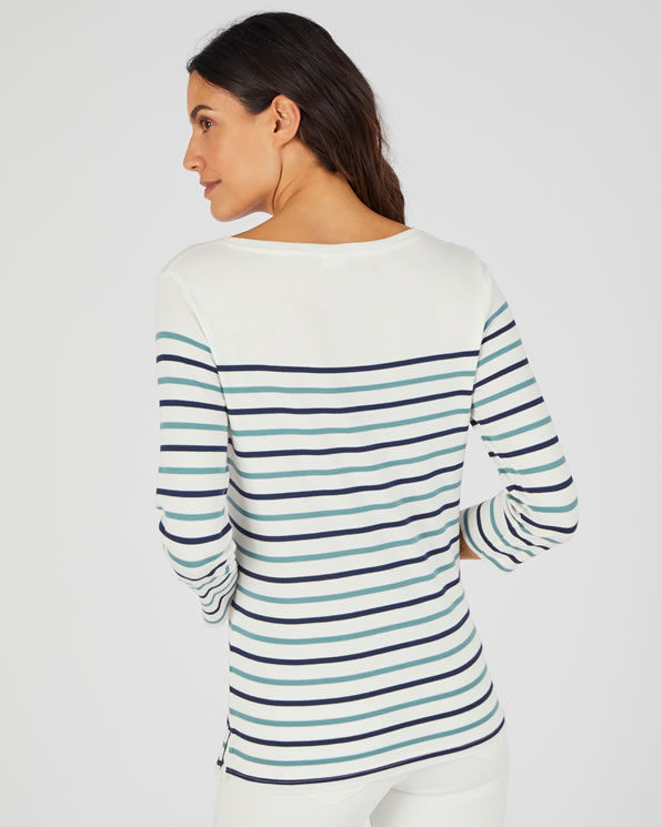Gestreept T-shirt van interlock mesh
