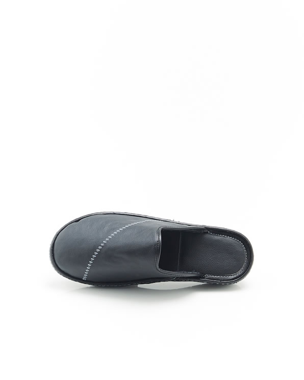 Chaussons mules en cuir grainé
