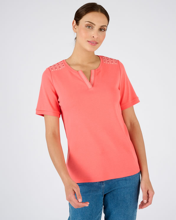 T-shirt met Tunesische kraag