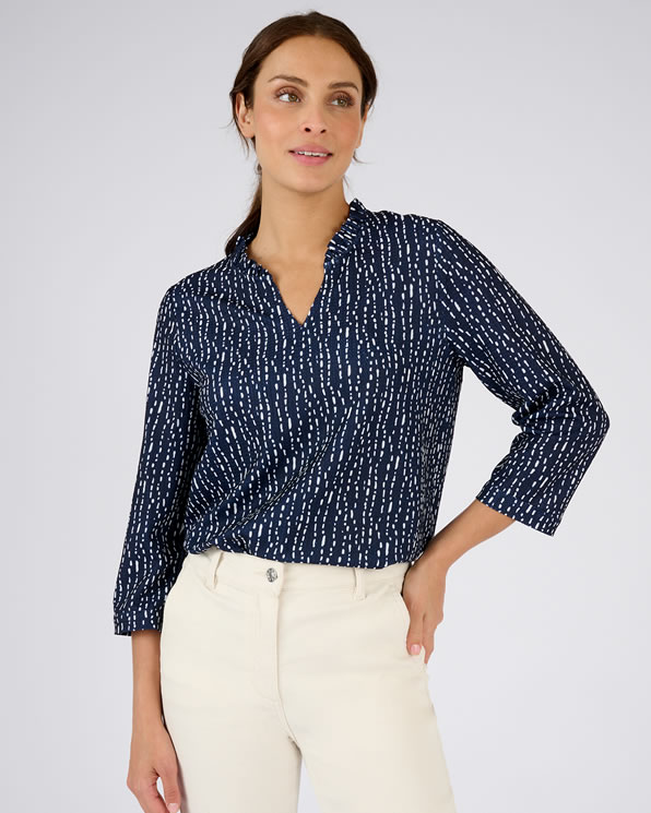 Gebreide top met print en reliëf