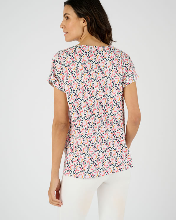 T-shirt met gevlamde botanische print