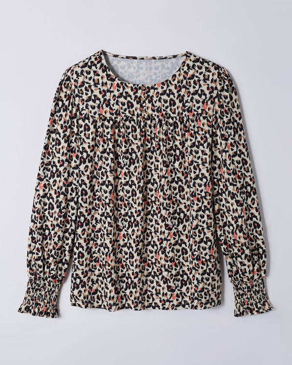 T-shirt van warm tricot met dierenprint