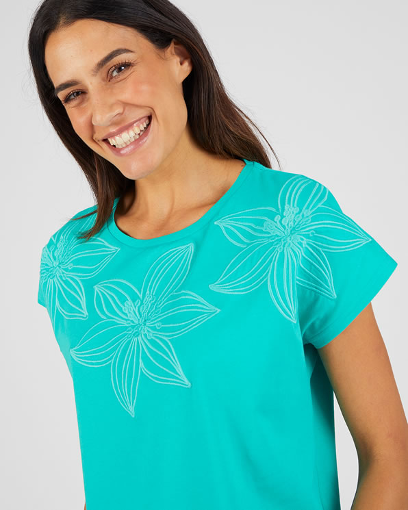 T-shirt met ton-sur-ton borduursel