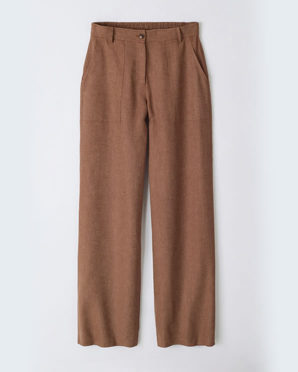 Broek met wijde pijpen van een mix van linnen en katoen