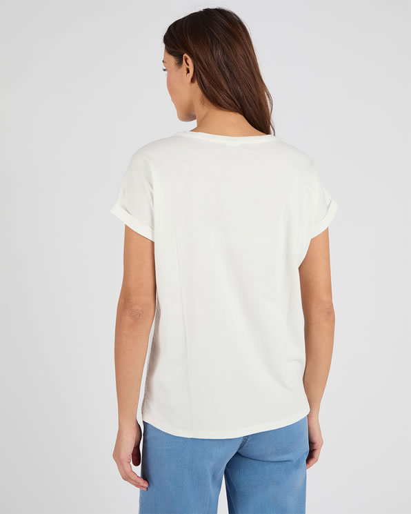 T-shirt bi-matière broderie anglaise