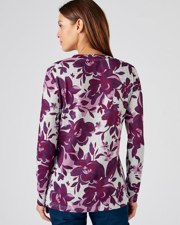 Warm T-shirt in geruwd tricot