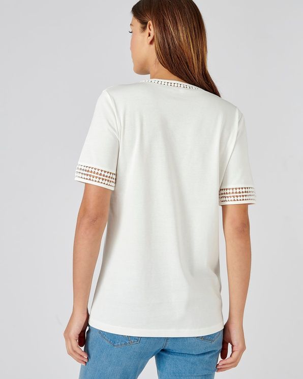 T-shirt détails macramé pur coton