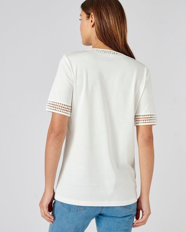 T-shirt pur coton détail macramé