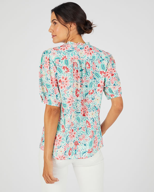 Bedrukte blouse in jacquard met reliëf