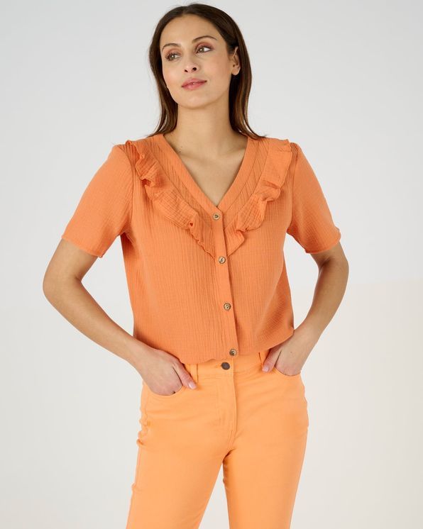 Blouse met volants in tetrastof