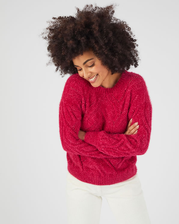 Pull maille poilue et fantaisie