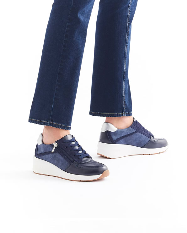 Sneakers met rits en sleehak gerecycleerd materiaal Climatyl Derbies Sneakers Damart Belgie