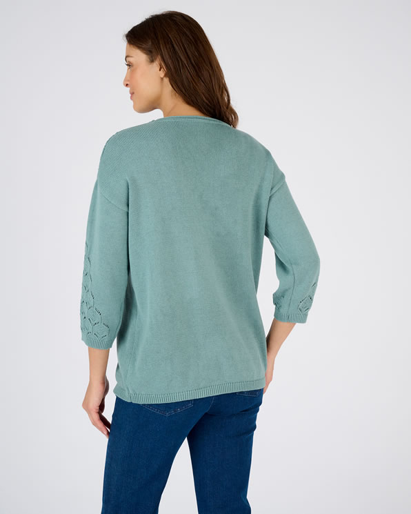 Pull maille pur coton ajourée
