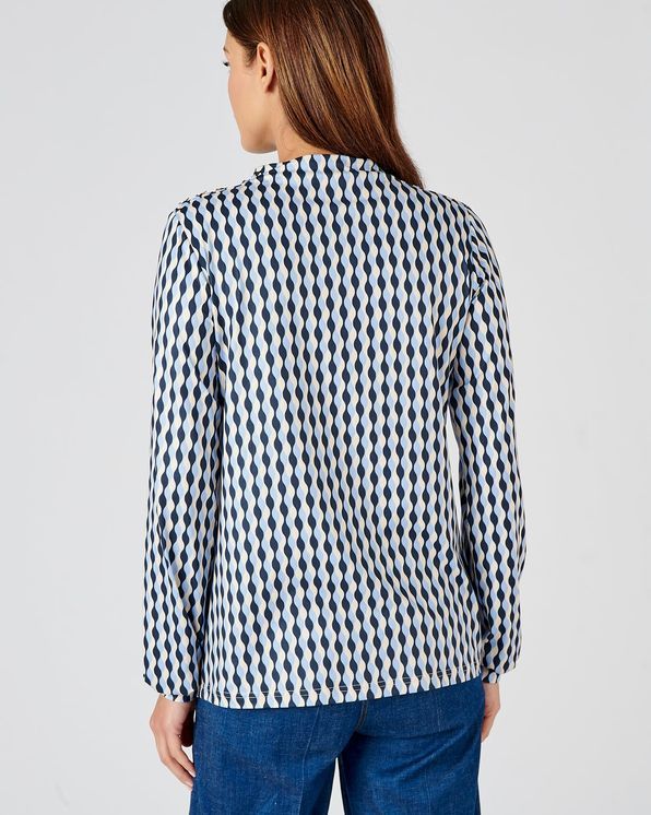 T-shirt met opstaande kraag in warm tricot met grafische print