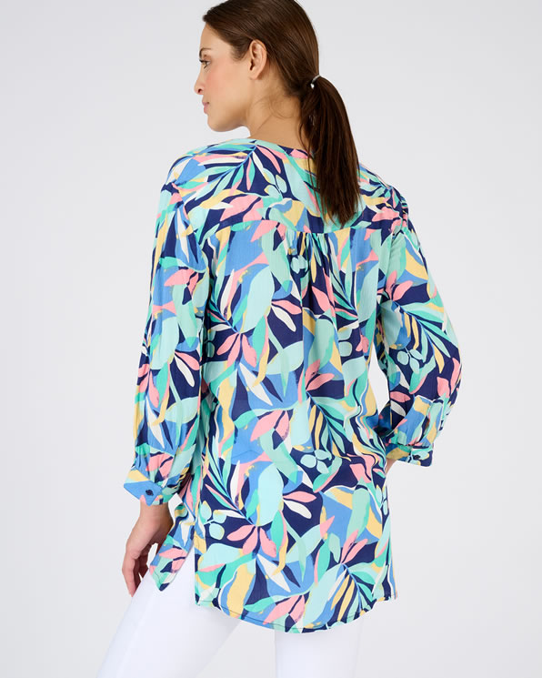 Soepele tuniek met botanische print